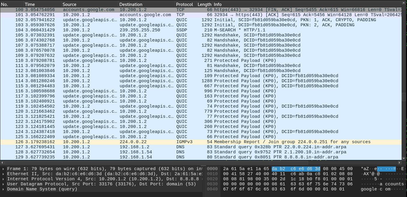 Wireshark image of detail