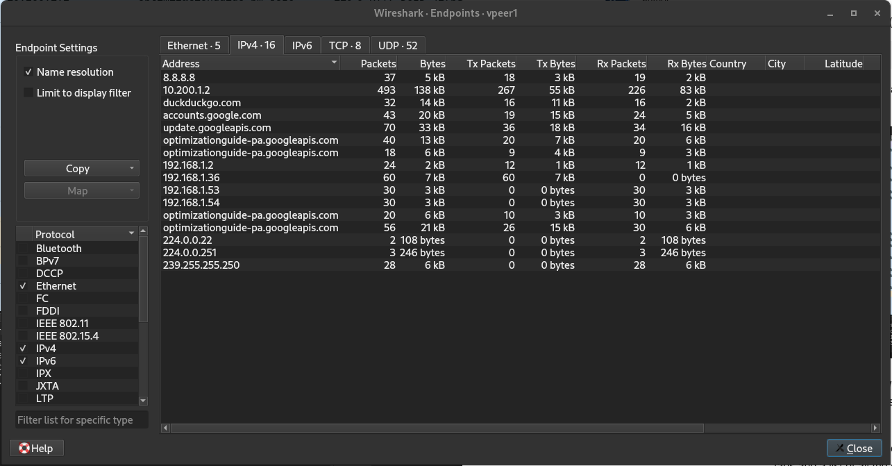 Wireshark image of detail